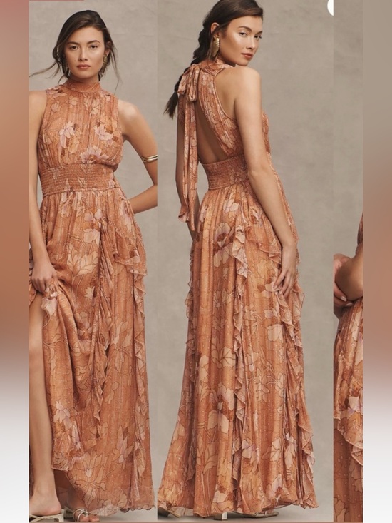 BHLDN Dresses & Skirts - NWT Anthropologie BHLDN Juniper Tiered Backless Metallic Maxi Gown XL